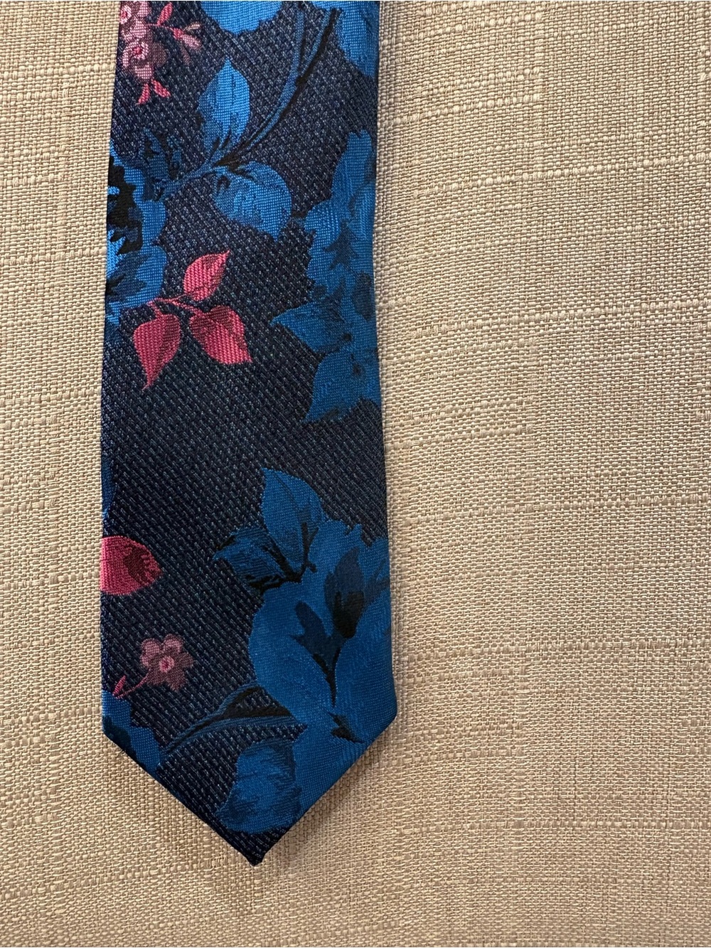 jf j.ferrar Navy Floral Tie with Blue and Pink Accents